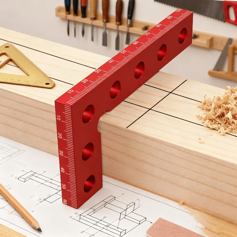 Woodworking Specific Line Drawing L Square Ruler, Convenient for Drawing Lines,Durable Aluminum Alloy Precision Square 90-Degree