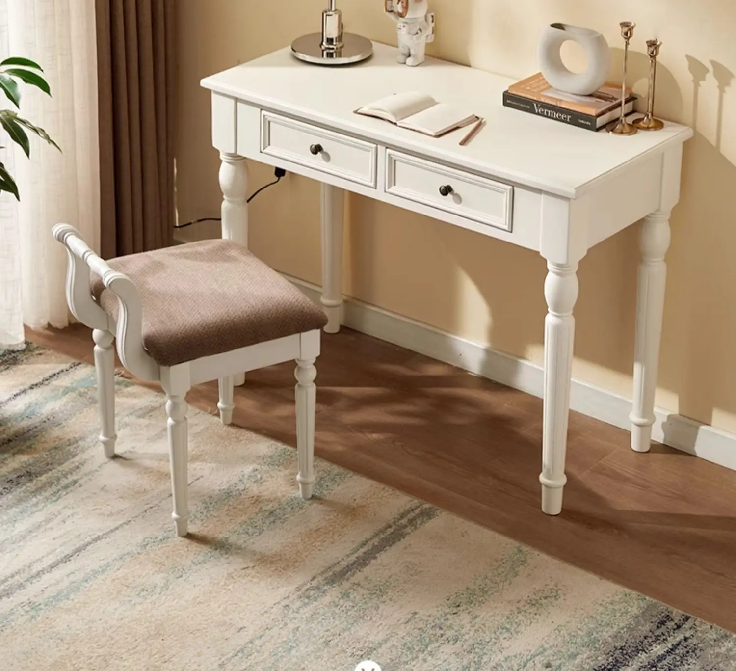 

American solid wood desk girl bedroom multi-function writing desk bedside table computer table