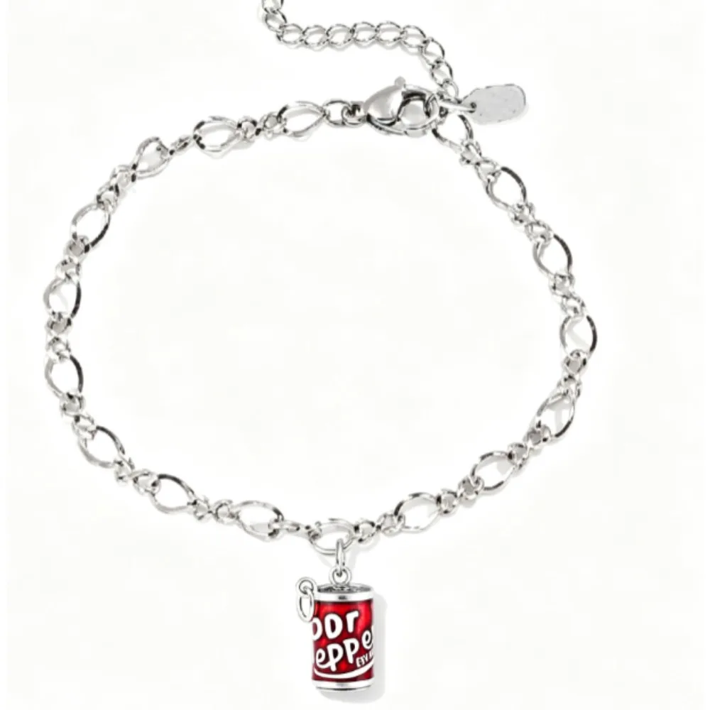 S925 Silver Vintage Oxidized Charm Bracelet Soda Can Christmas Tree Texas Sign Crown Enamel Pendant Jewelry Gift