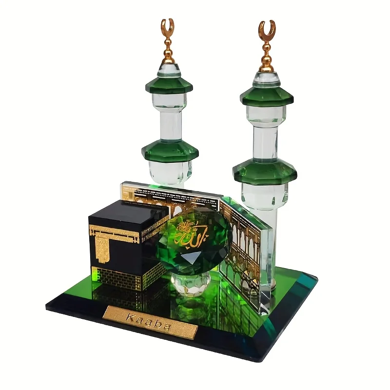 Muslim Decor Model Muslim Crystal Kaaba Dome Mosque Islamic Architecture Handicraft Collectible Home Desktop Decoration Gift