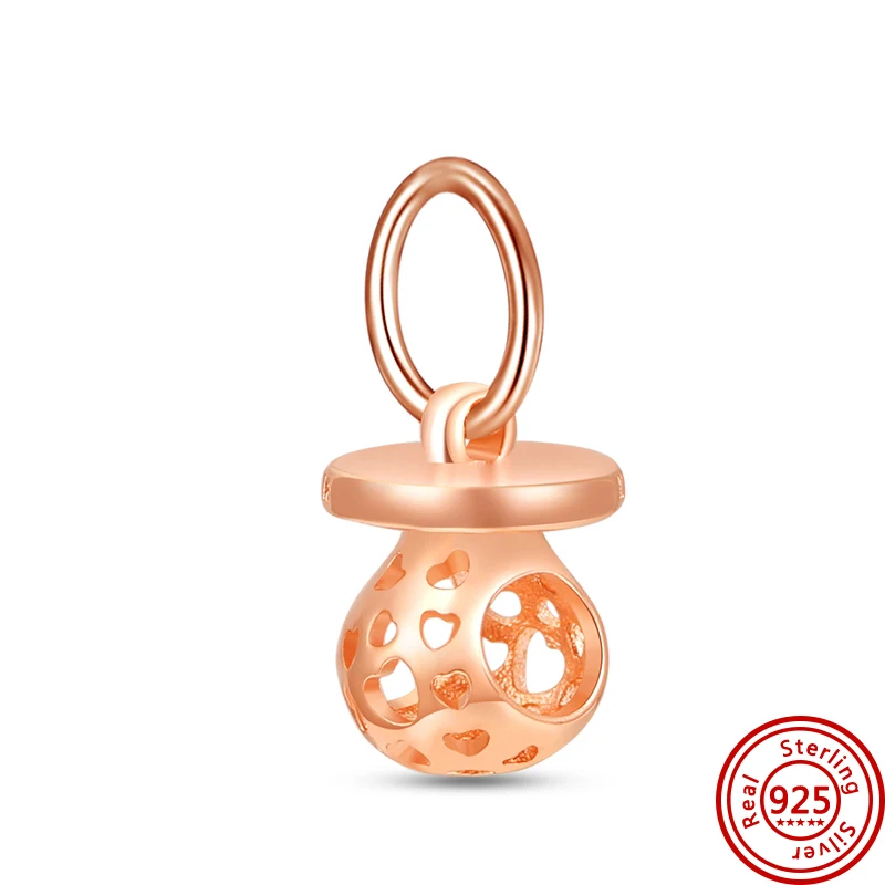 Hot Sale 925 Sterling Silver Original Rose Gold Beads Pendant DIY Charms Bracelet Accessories Bead Women Surprise Jewelry Gift