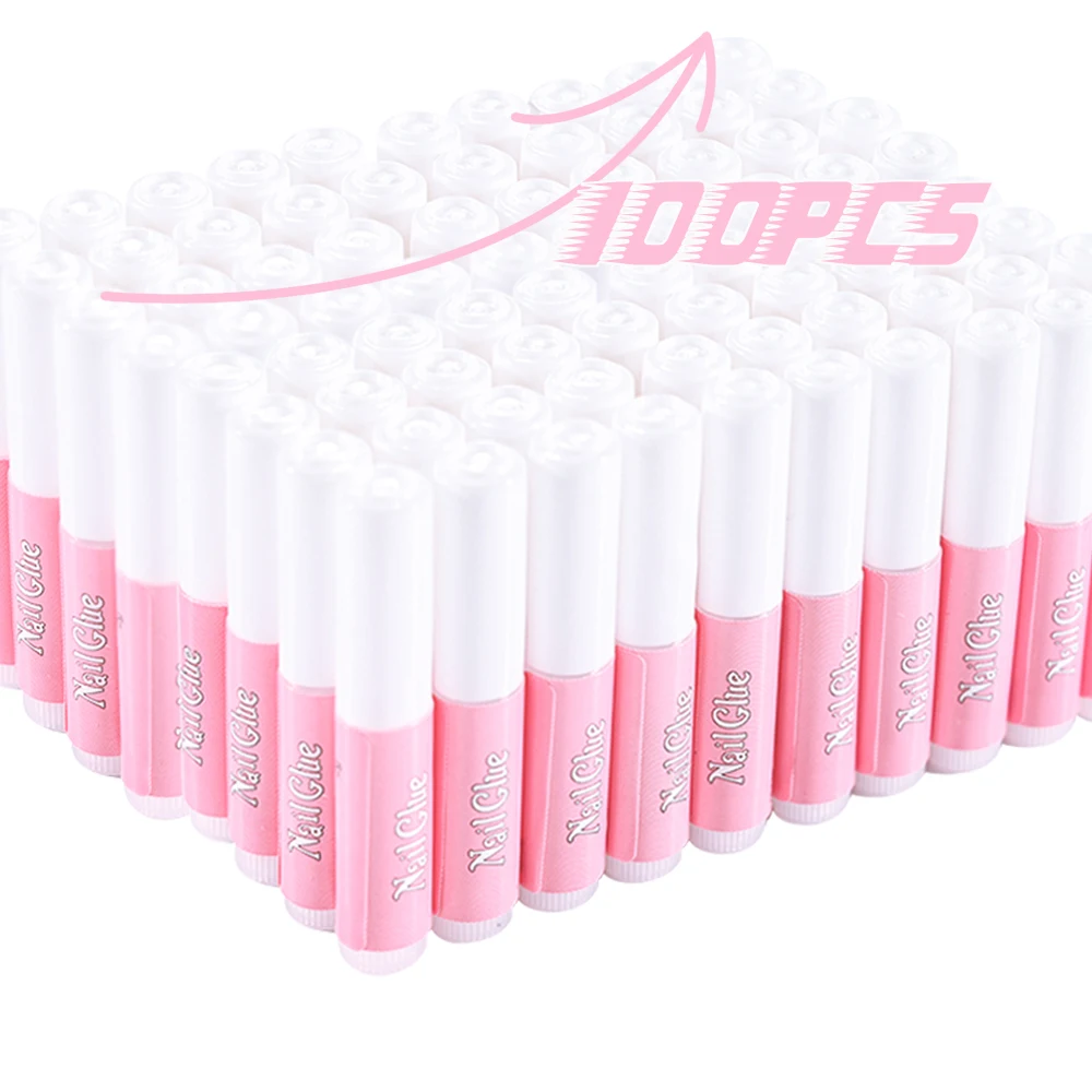 100Pcs Super Strong Nail Glue for Acrylic Nails Press On Nails Professional Nail Adhesive Bond Nail Tips Glue Long Lasting Glue