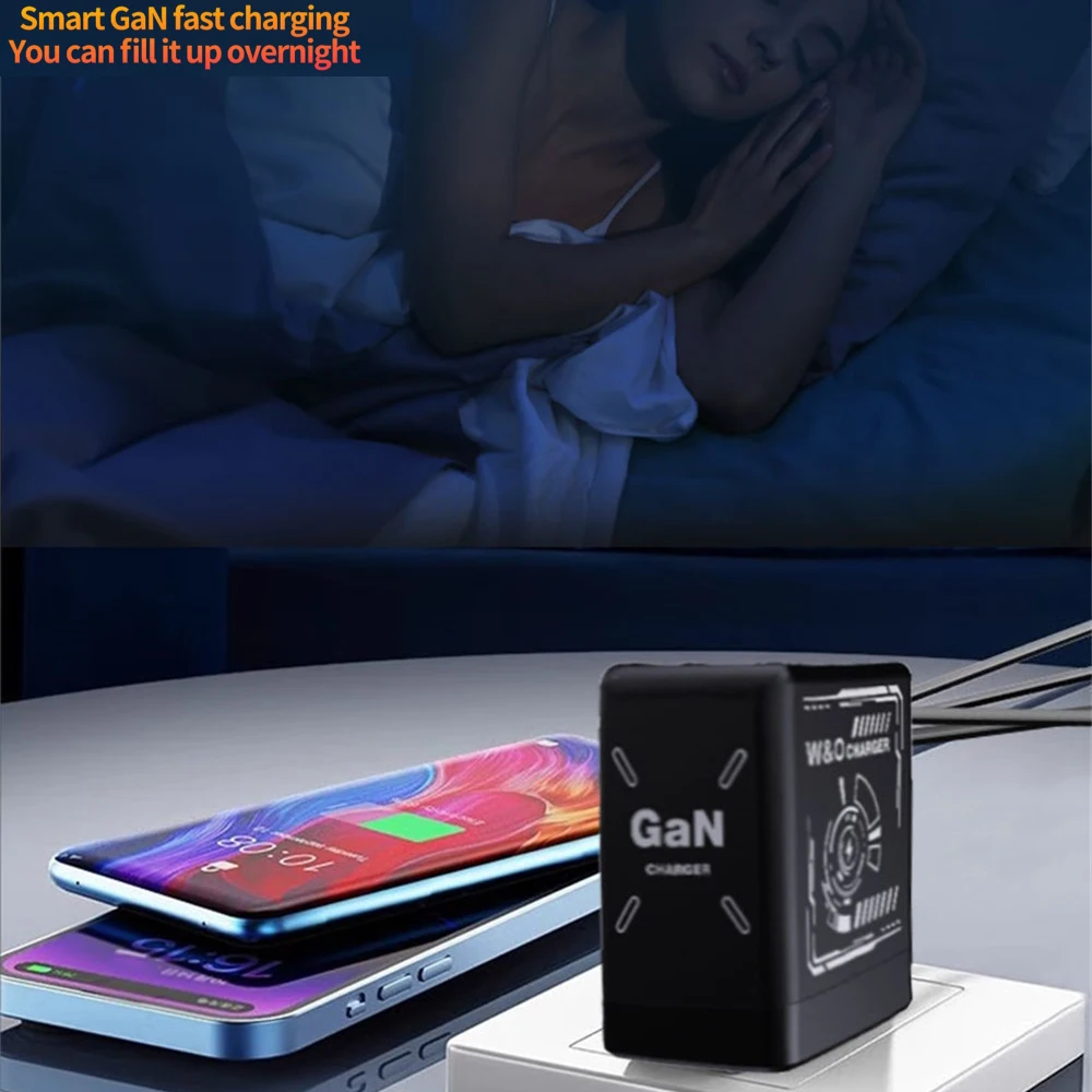 Multi Functional Folding Adapter Charging Protection GaN 20W PD3.0 Fast Charger With Retractable Type-C Cable Portable 90° Fold