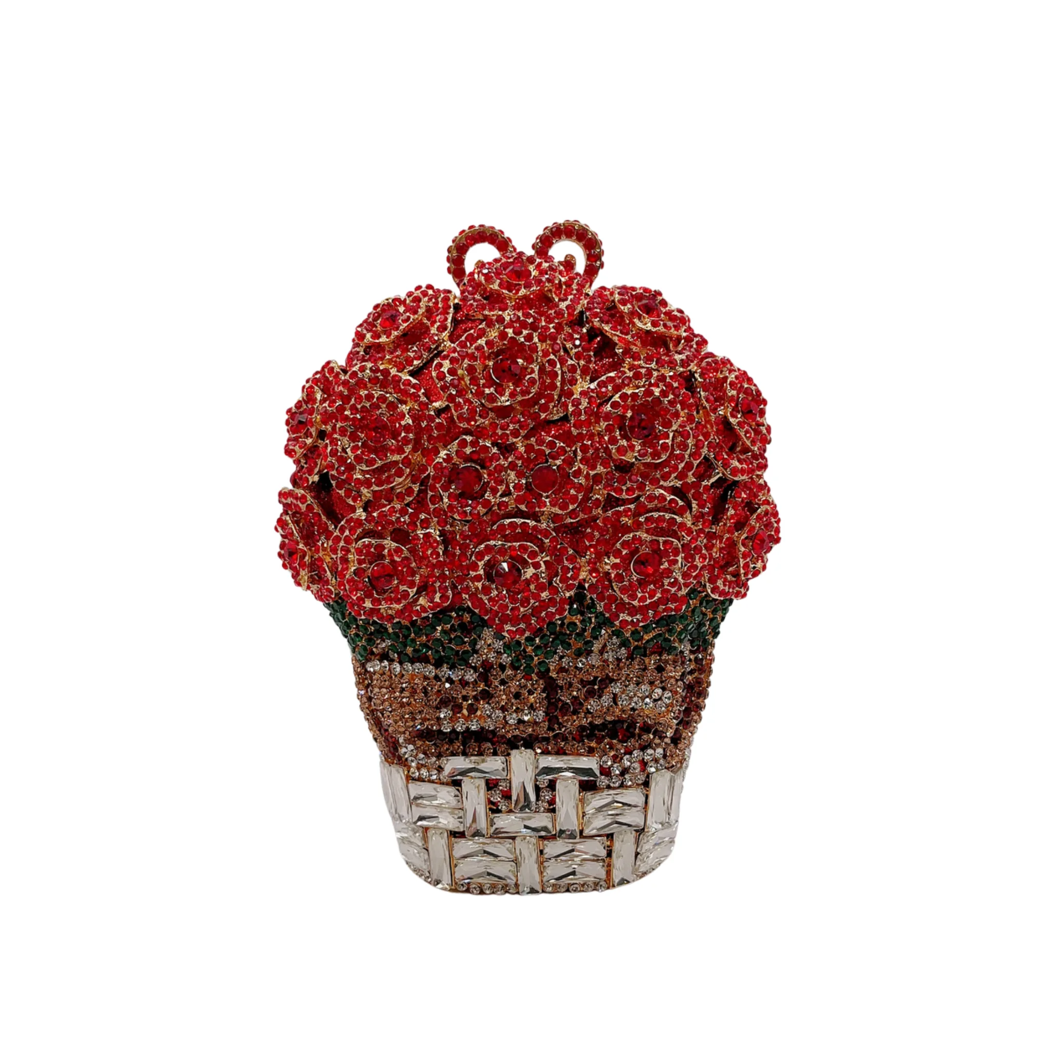 

New Luxury Crystal Flower Clutch Bling Rhinestone Handbags Cute Cross Body Ladies Women's Hand Bag Purses Evening Bag