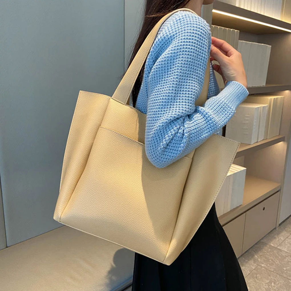 Large Capacity Tote Bags For Women Durable Exquisite Craft Party PU Made Bag Large Capacity Handbags khaki