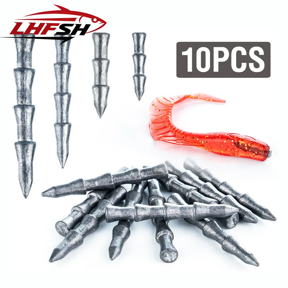 LHFSH 10Pcs Nail weights Sinkers Worm lure Weight Insert Fishing Sinkers Wacky Rig Trout Bass Fishing Neko Rig Fishing Tackle