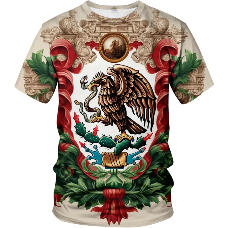 Funny Mexican Mexico Eagle T-Shirt Patriotic Theme Tee Shirt Fashion Summer Trendy Street Oversized Graphic Funny T-Shirts Tees