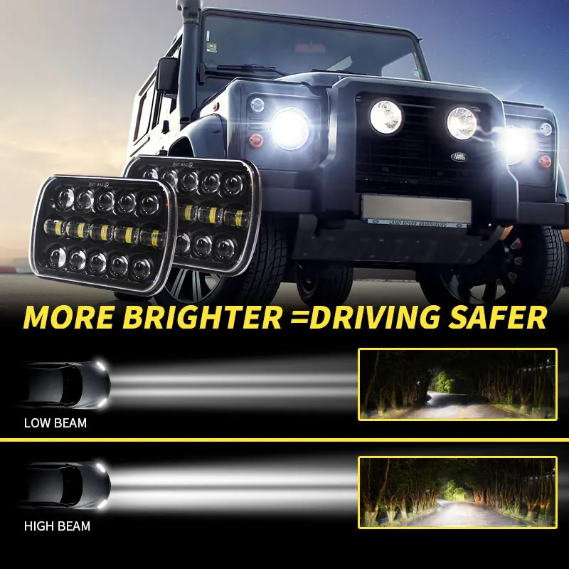 

Headlights 5inch 4*6 LED Light Four Eyes Six Beads For Jeep Wrangler 300W High Performance