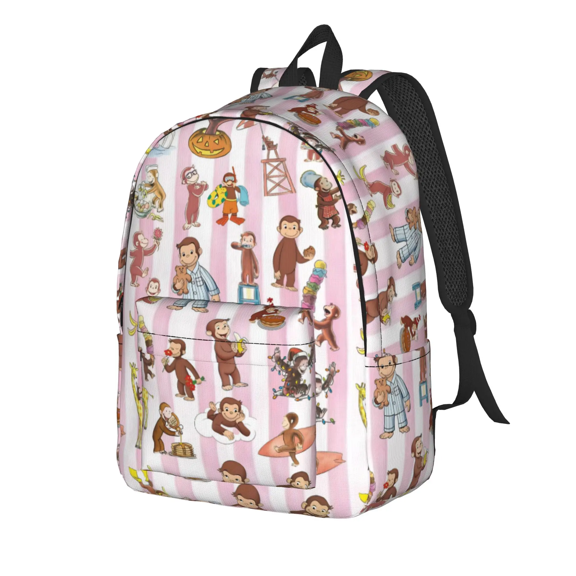 Adorable Curious George Character(1) Backpack  Modern Backpacks Boy Girl Workout Breathable School Bags Design Rucksack
