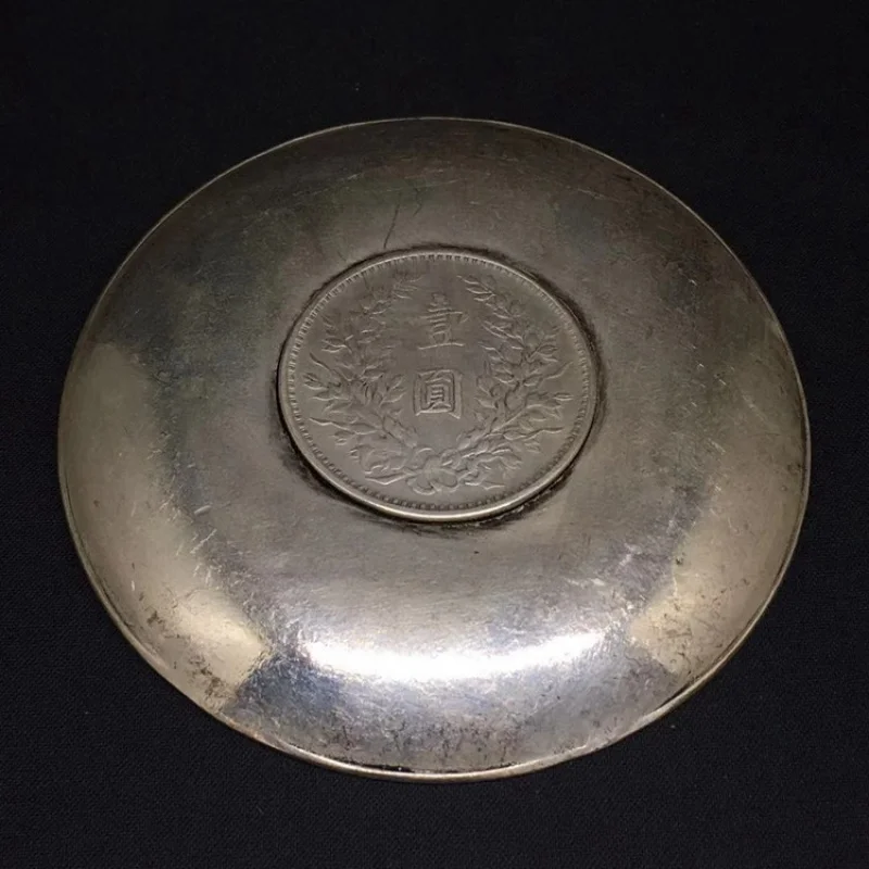 Antique miscellaneous collectibles: Republic of China copper plate with dragon and phoenix , the silver coins in