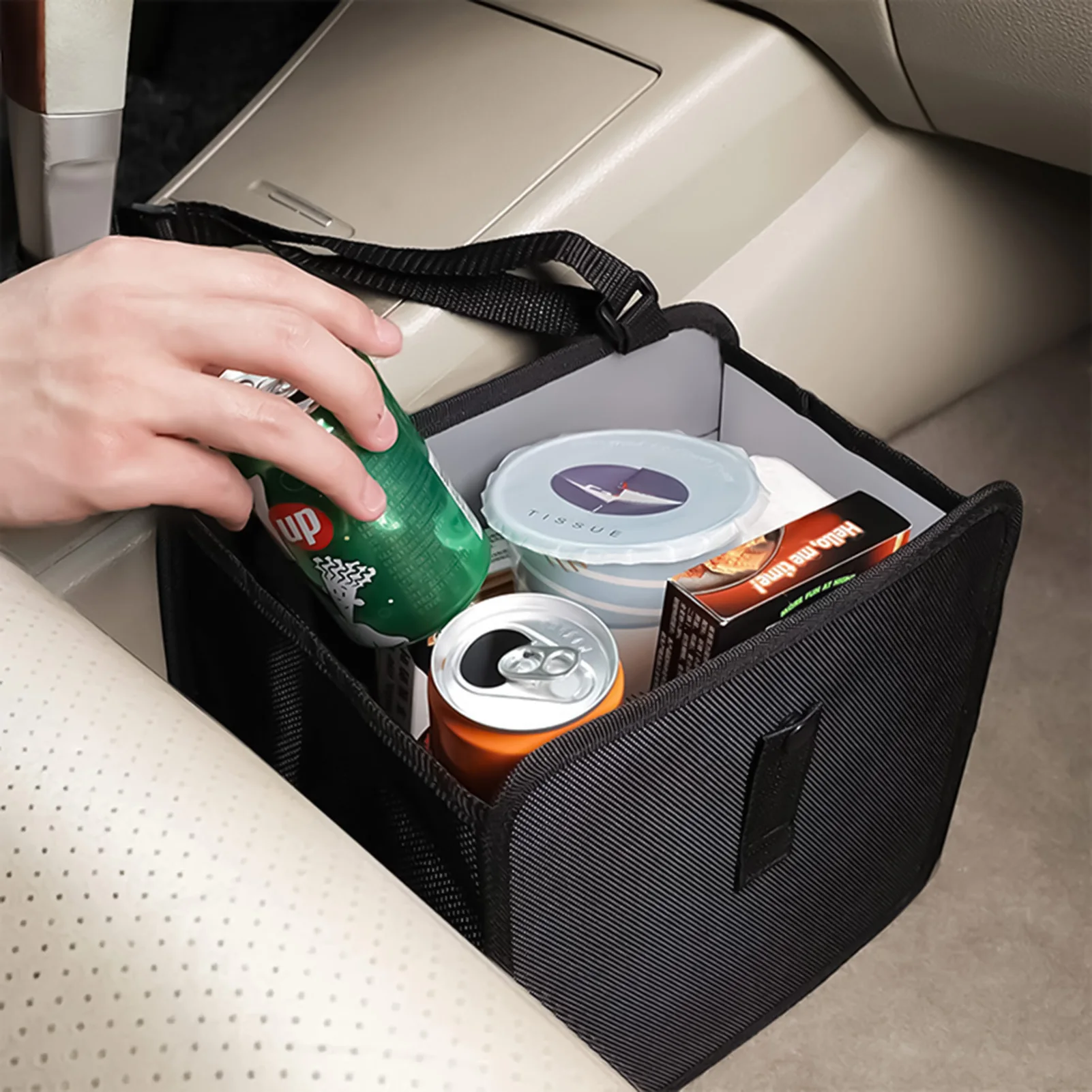 

Car Hanging Waterproof Trash Can 600D Oxford Fabric Mesh Storage Bag 14x23x23cm Auto Interior Organizer for Vehicles
