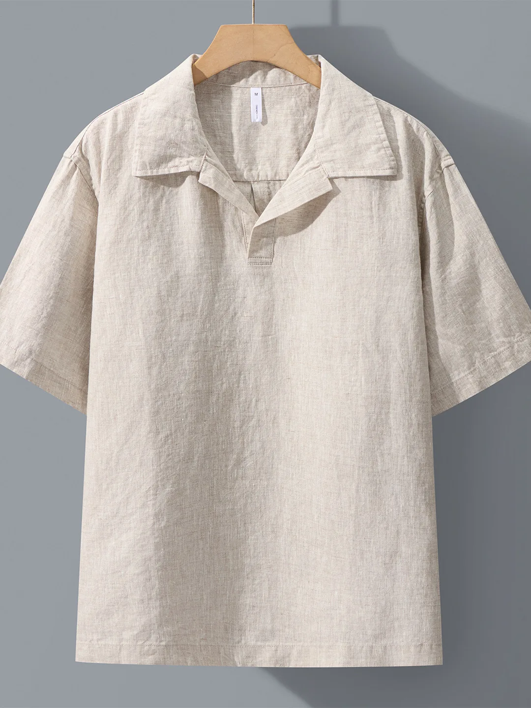 

Pure Linen Shirt Men's Summer Thin Breathable Sun Protection Overhead Collar Casual Shirt Trendy Shirt Loose Fit Short S...