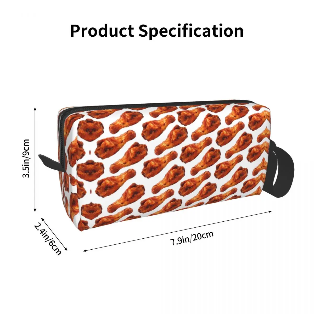 Buffalo Chicken Wing Pattern Makeup Bag Cosmetic Storage Dopp Kit Toiletry Cosmetic Bag for Women Beauty Travel Pencil Case