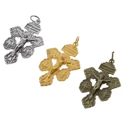 6 Pcs Alloy Catholic Crucifix for Rosary Making Bulk with Medal Design Pardon Crucifix Rosary Parts for Rosaries Catholic