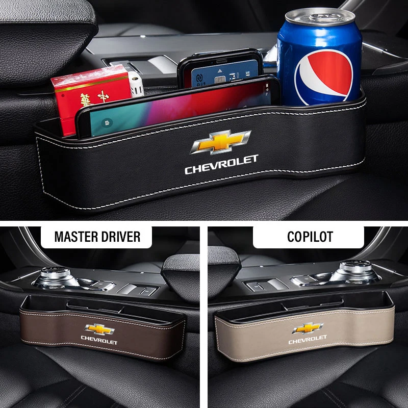 Multifunctional Car Seat Crevice Storage Box Seat Gap Slit Pocket Manager for Chevrolet Silverado Suburban Tahoe Terrain Acadia