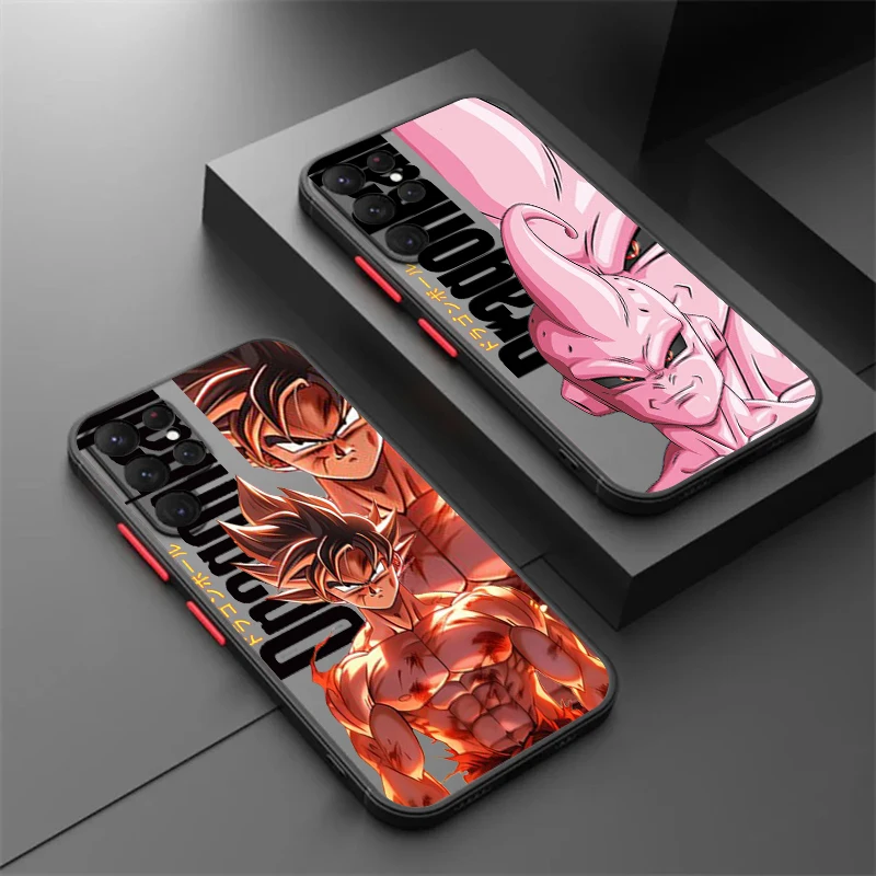 D-Dragon Ball Goku Fashion Frosted Translucent For Samsung Galaxy S24 S23 S22 S21 S20 FE S10 S9 S8 Plus Ultra Pro 5G Funda