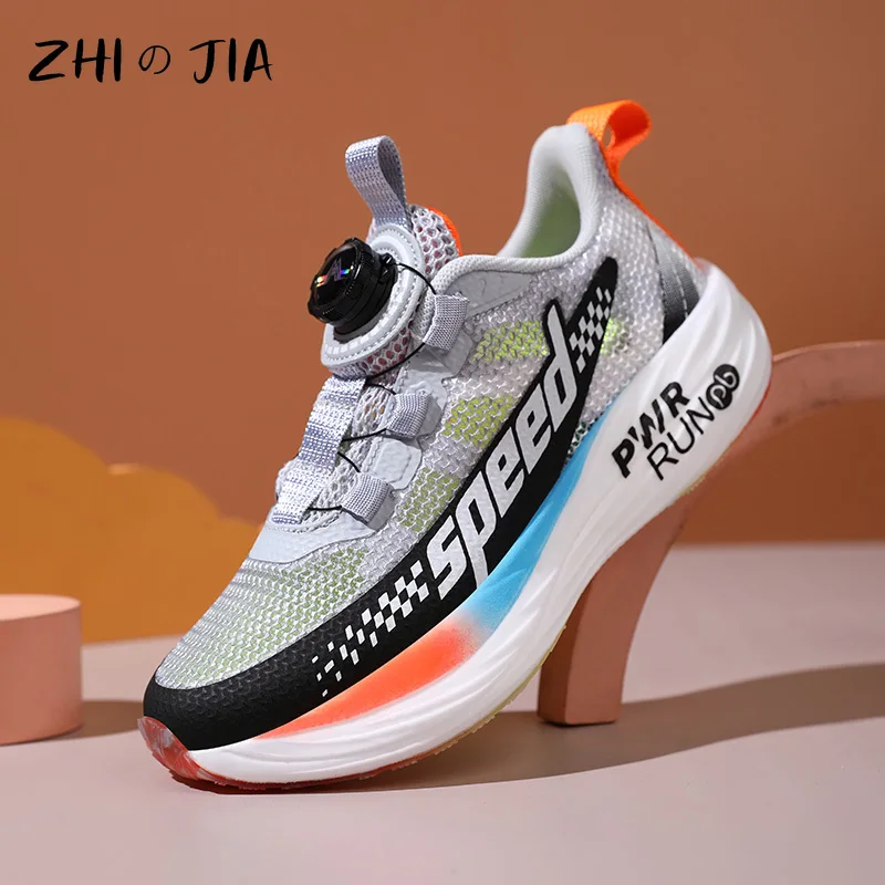 

Teenagers Rotating Buckle Sneaker Boys High Quality Summer Children's Single Net Basketball Shoes Fashionable Anti slip Shoes