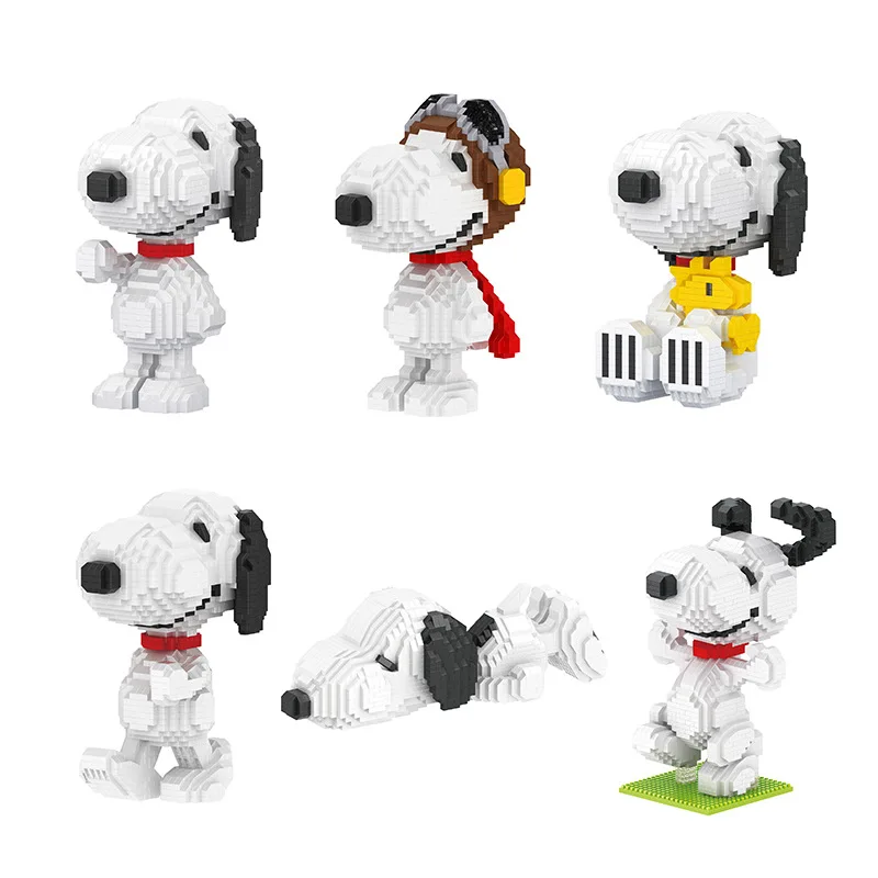 

Moc Creative Snoopy Anime Action Figures Kawaii Building Blocks Micro Daimond Bricks Diy Assemble Toys For Children Gifts