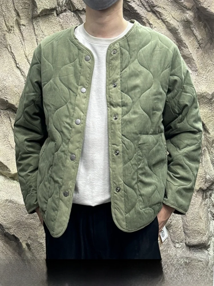 

Men's Retro Cotton Jaet Inner round Ne Workwear Casual Sle Vintage Cotton Vest Warmth Faion Urban ort Coat