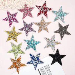 5pcs 6cm Color Stars Patches Clothing Appliques Badge Diamond Pentagram Stickers DIY Hats Bags Clothing Hot Melt Adhesive Patch