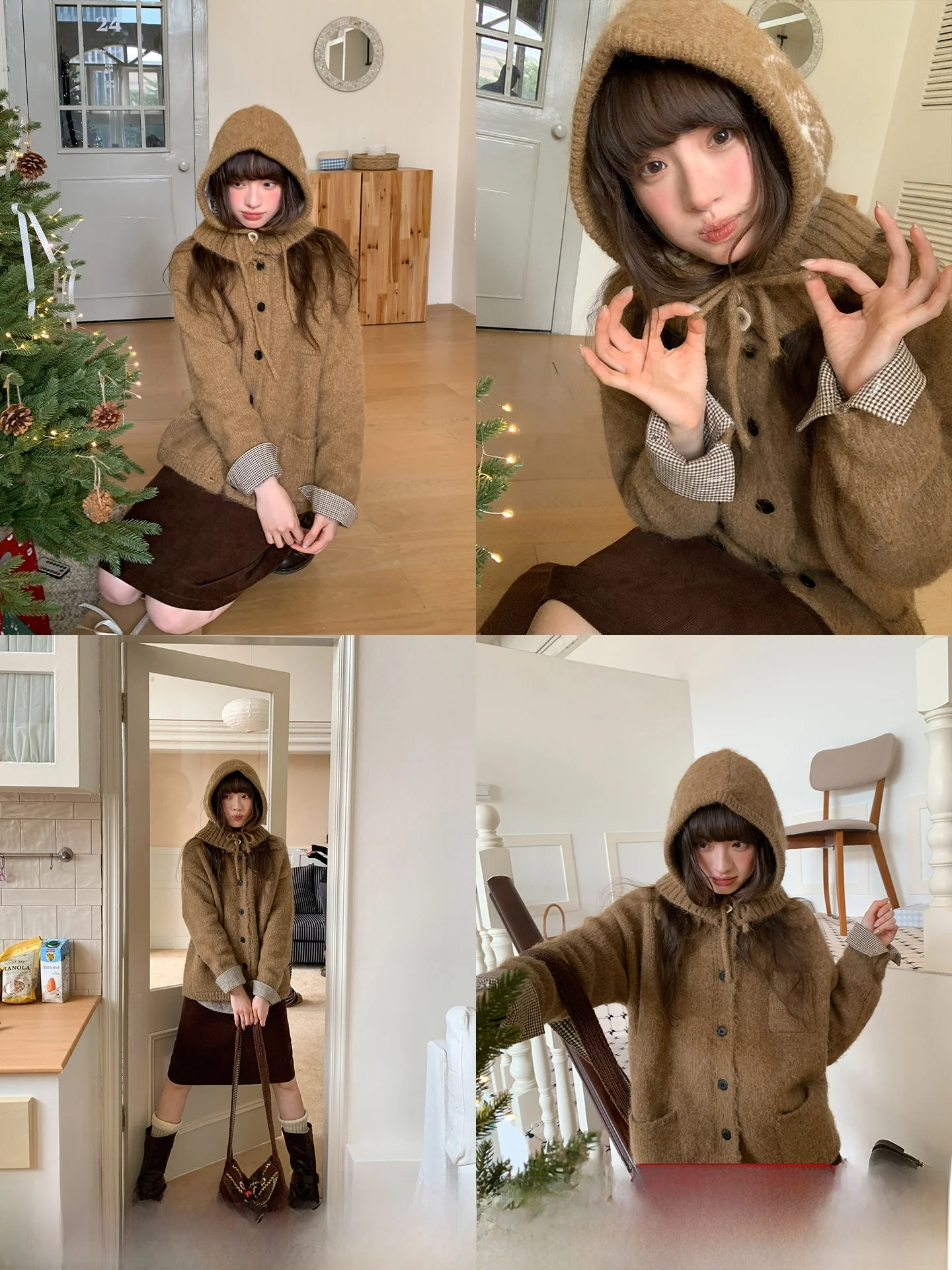 

Hello Knitted Cardigan Women's Autumn Winter Lazy Sle Simple Design Pure Color Long Sve Top with kets And Tie Ne