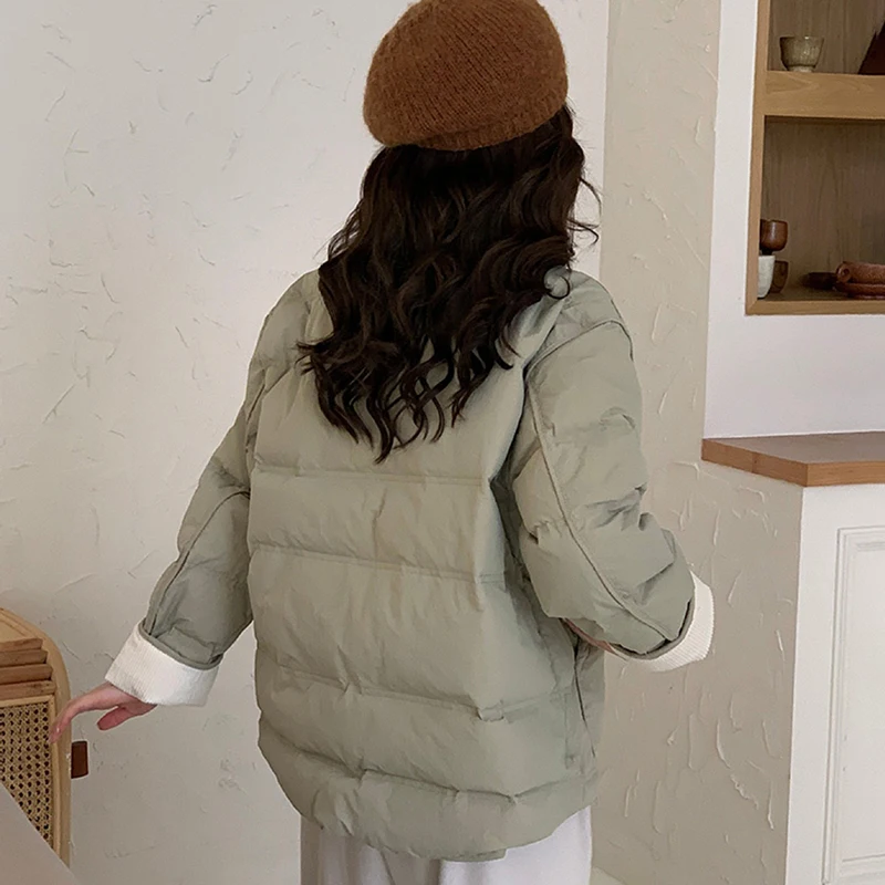 Giacca invernale leggera di colore a contrasto di tendenza Donna Y2K Patchwork retrò monopetto Parka corto Cappotti coreani in cotone da strada