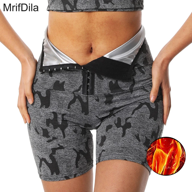 

MrifDila High Waist Compression With 3 Row Buckles Sauna Shorts Women's Sweat Pants Weight Loss Fat Burning Waist Body Shaper