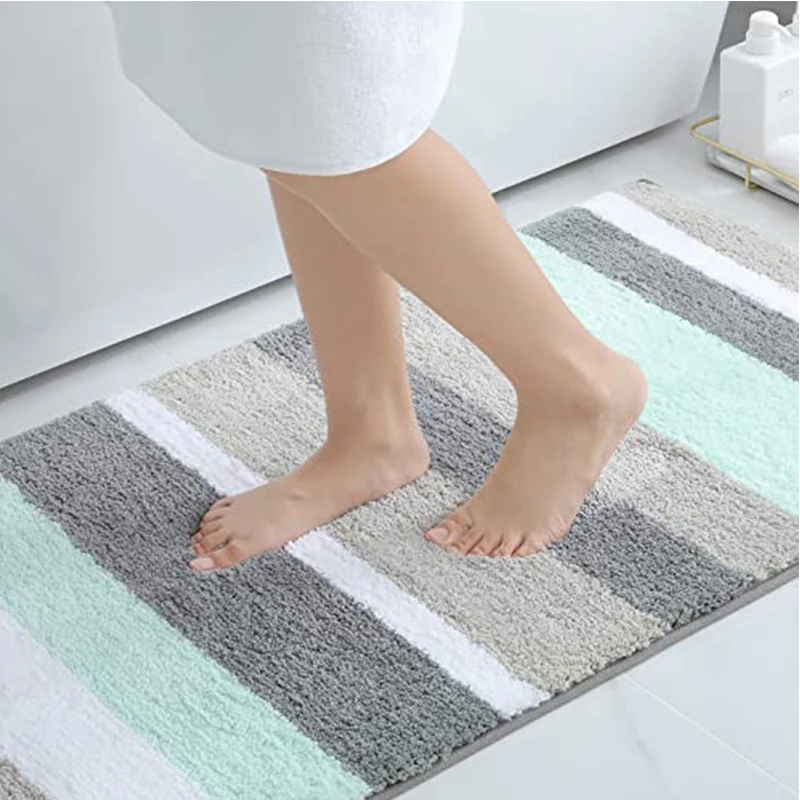 Homaxy Zebra Stripe Velveteen Polyester Floor Mat Bathroom Mat Indoor Non Slip Door Mat Dirt Trap Absorbs Water Bathroom Mat