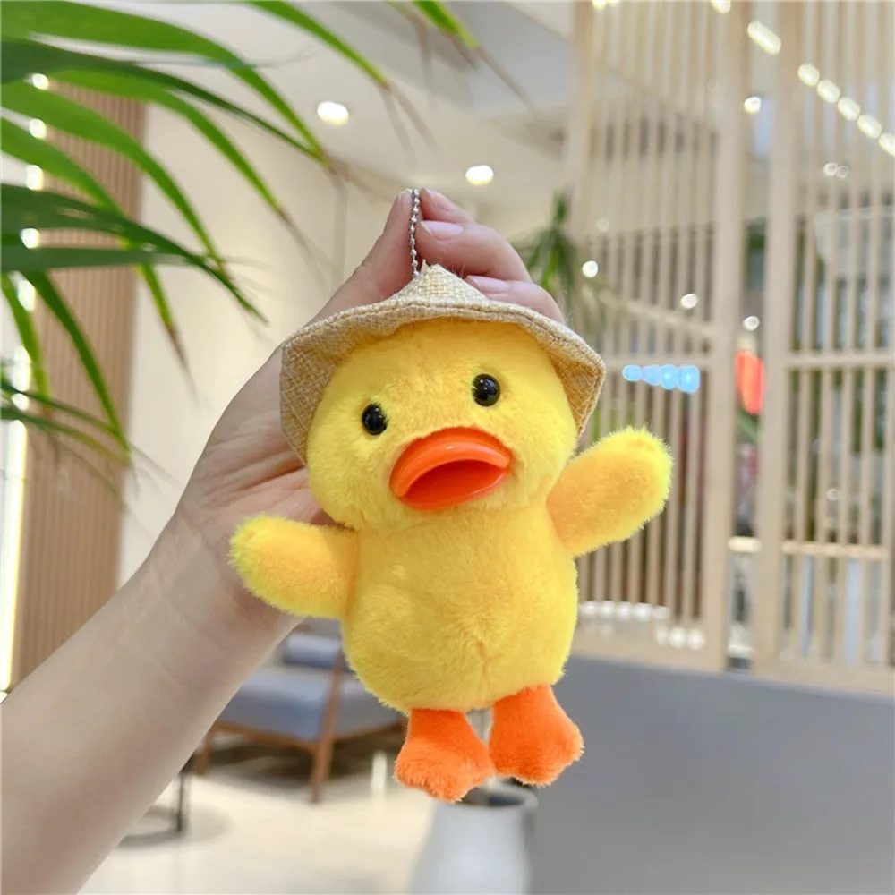 LLavero de pato amarillo de dibujos animados de peluche, colgante de bolsa de pato suave de animales, colgante de muñeca de pato lindo creativo, moda