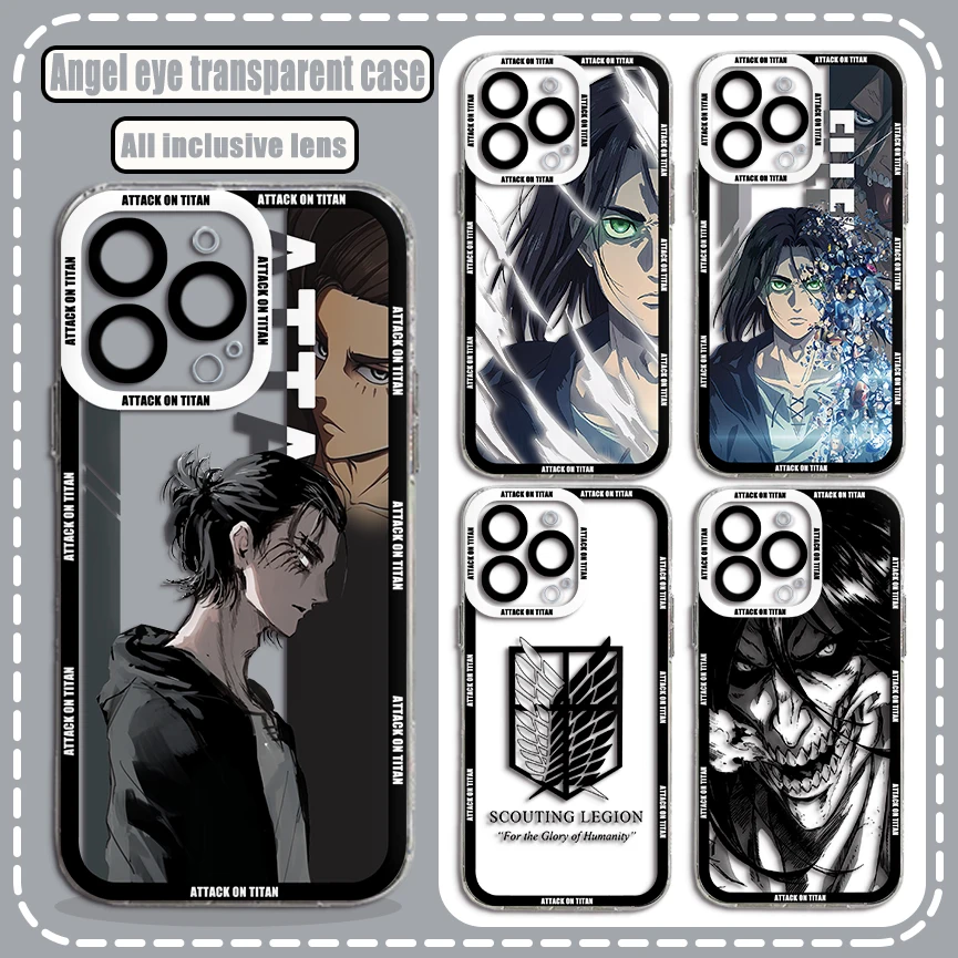 Japan Anime Attack On Titan Hot Phone Case For iPhone 15 14 13 12 11 Mini Pro Max X XR XSMax 6S 7 8 Plus SE20 Transparent Cover