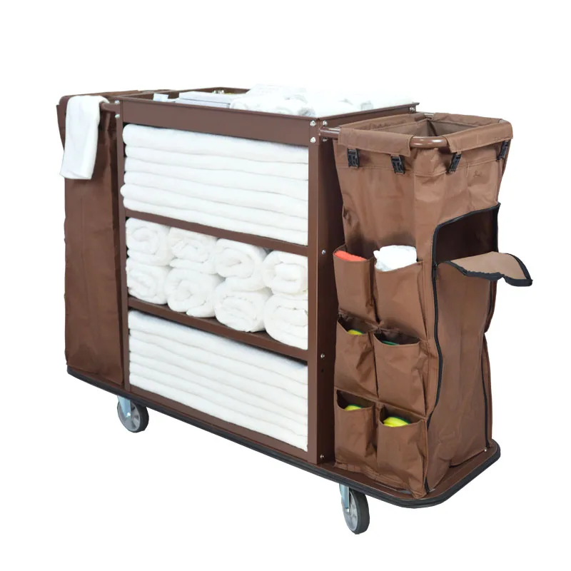 

Hotel linen cart Room service cart Bilateral work cart Disassembly and assembly Metal cleaning Room entrance Hand push Hotel