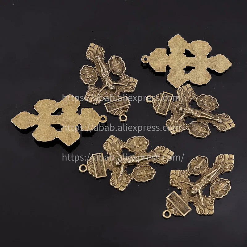 5 Pieces/Religious Bronze Cross Christian Jewelry Cross Pendant Saint Benedict Cross Pattern Pendant Pendant Necklace.