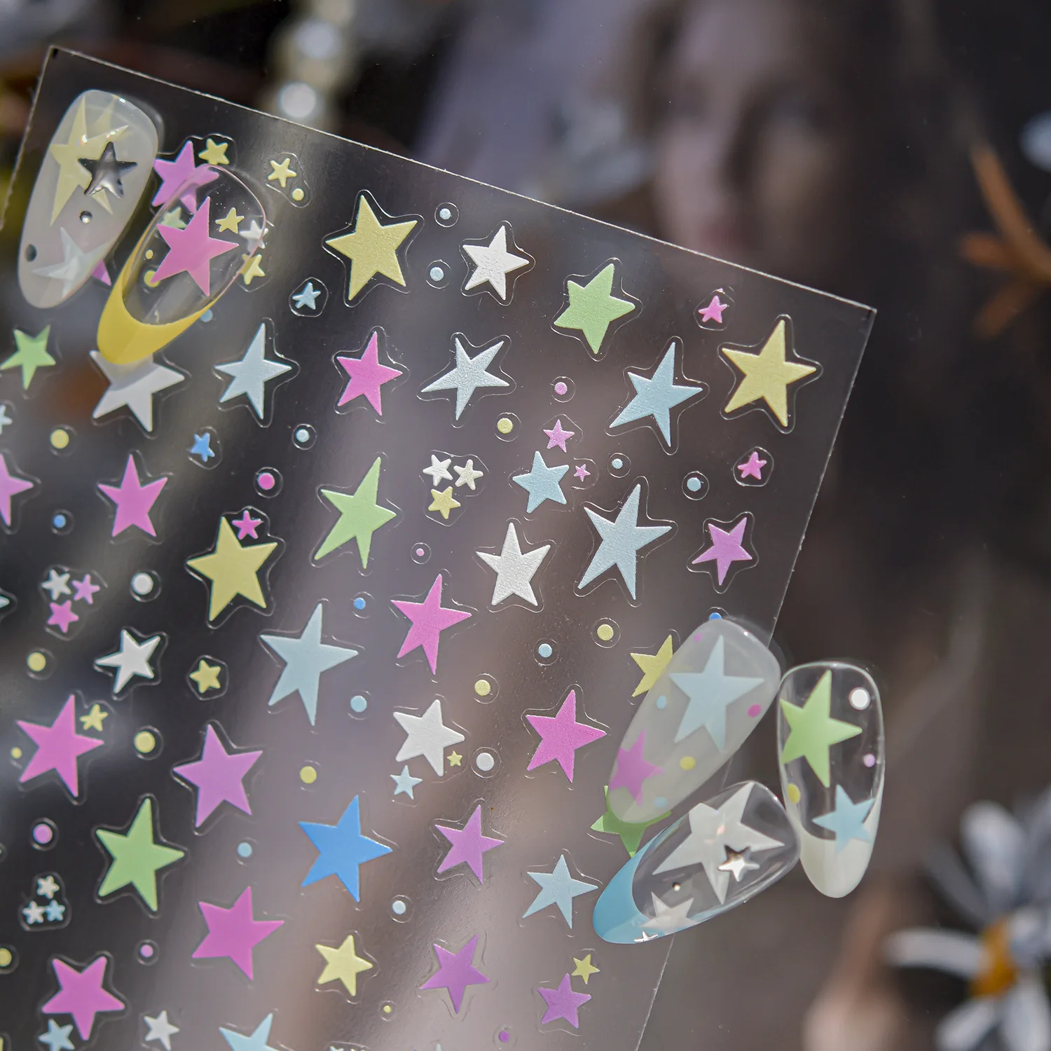 Metal Flash Colorful Stars Nail Art Stickers DIY Thin And Tough Manicure Decal Decoration T-5348
