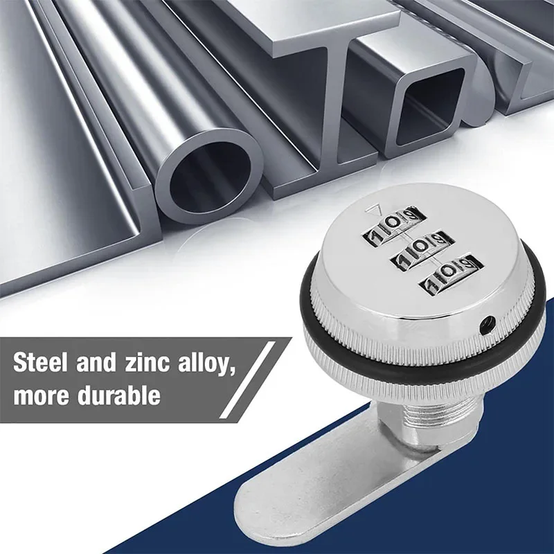 3 Digital Code Zinc Alloy Combination Lock Cabinet Mailbox Password Locker Cupboard Drawer Suitable for 15-20mm plate thickness image 2
