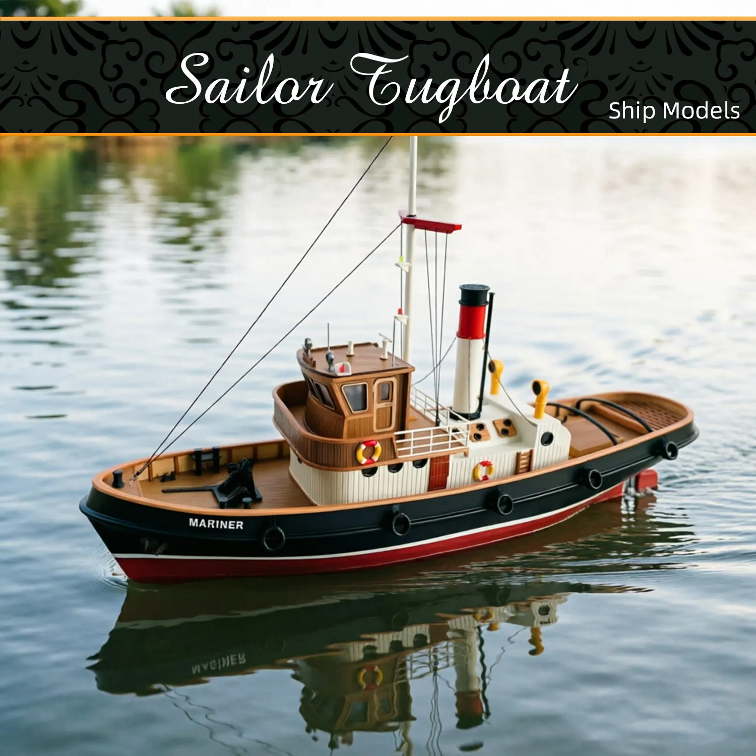 1:50 Scale RC Tugboat MARINER 2.4G 6CH Remote Control Ship Fiberglass Hull For Hobby Water Play Collectible Display