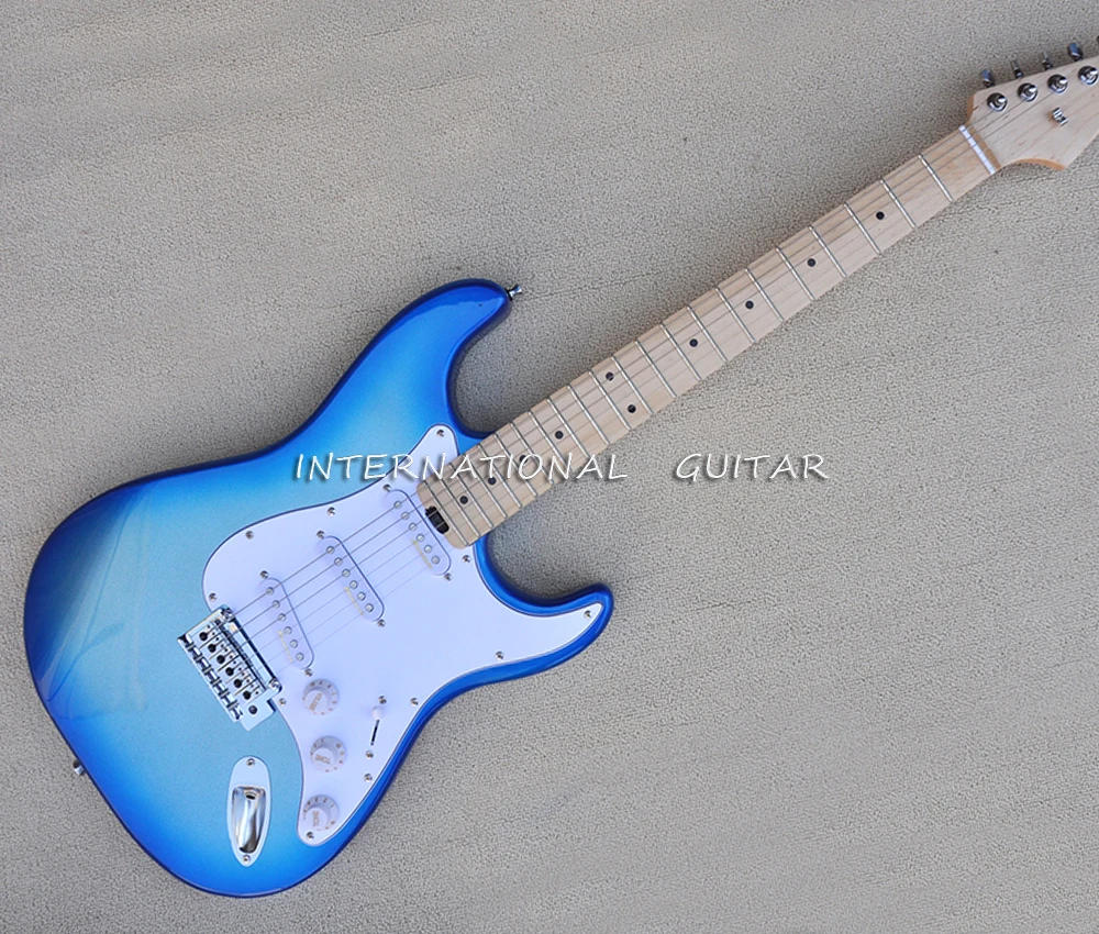 

6 Strings Blue Electric Guitar with SSS Pickups,Maple Fretboard