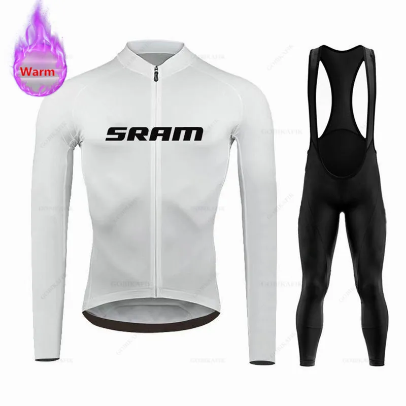 Sram Team Pro Conjunto de ciclismo de invierno, ropa de bicicleta de forro polar térmico, camiseta de manga larga, ropa de bicicleta de carretera, uniforme MTB