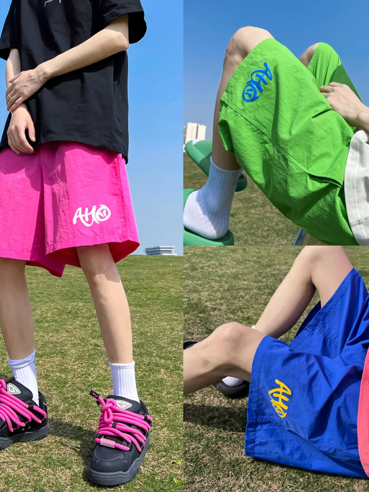 

Ice Silk orts Men's Summer Dopane Hawaii American Casual Sports Pants Five-Quarter Beach Pants Cool Feeling Loose Fit