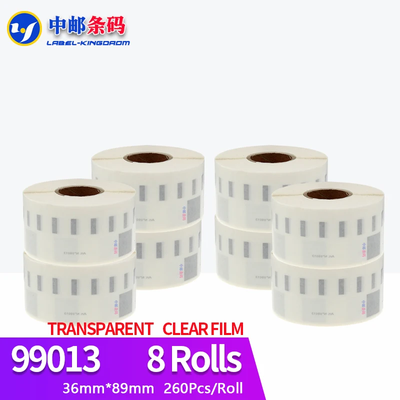 

8 Rolls Dymo Compatible 99013 Half Transparent Cleare Film Label 36mm*89mm 260Pcs for LW450 Turbo Printer