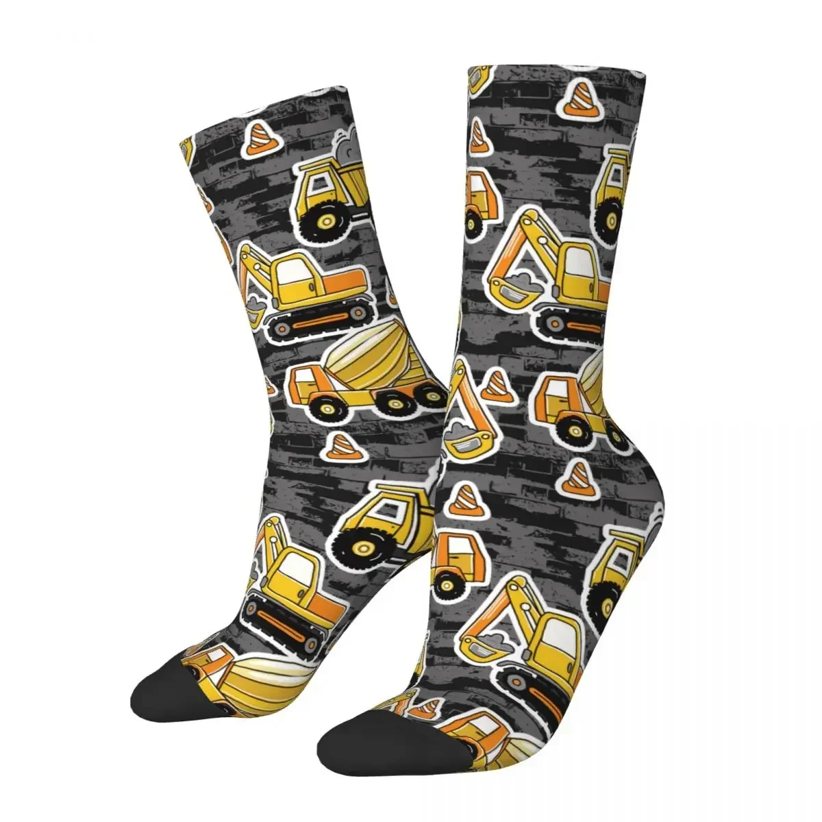 Fashion Male Men Socks Crazy Excavators Construction Machines Sock Trucks Cartoon Women Socks Spring Summer Autumn Winter