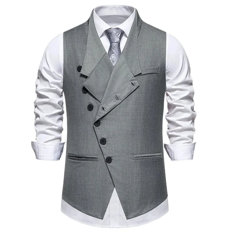 Men’s Vest Formal Suits Chaleco Casual Hombre 2025 Fashion Oblique Buttons Wedding Party Waistcoat for Men Vest Victorian Coats