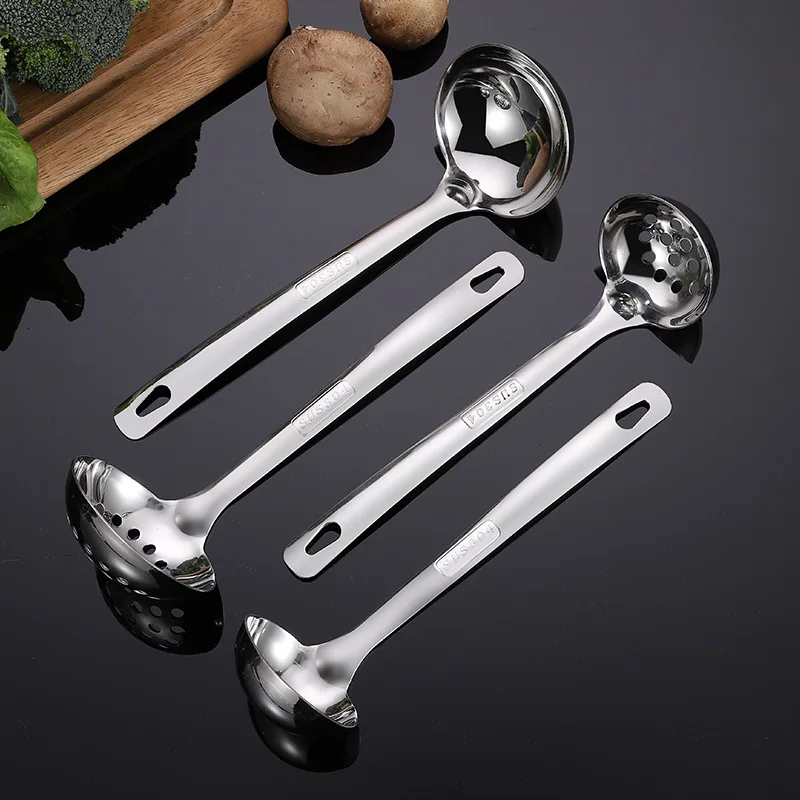 304 Stainless Steel Thicken Soup Ladle Skimmer Serving Spoon Kitchen Bouillon Tablespoons Home Tableware Cooking Utensils