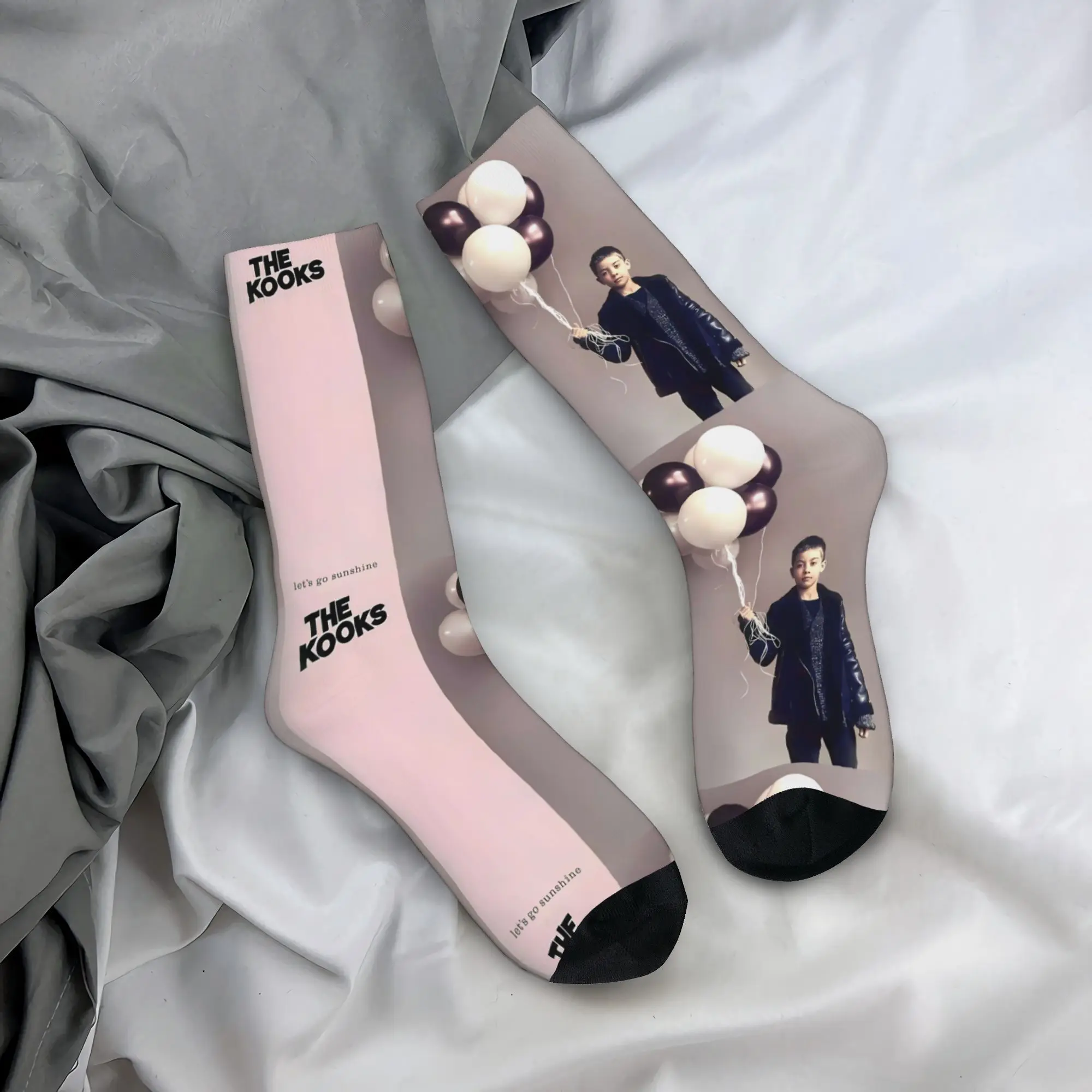 Funny Crazy Sock for Men The Kooks Let's Go Sunshine Hip Hop Music Band Breathable Pattern Printed Crew Sock Novelty Gift