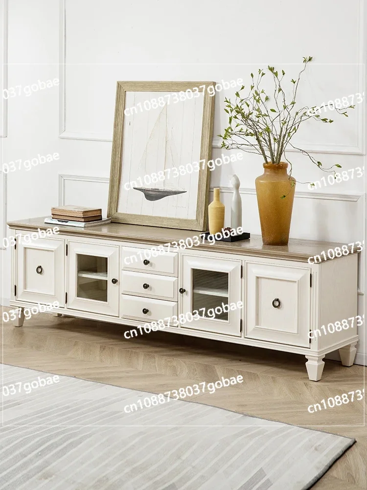 ZK TV cabinet pure solid wood cream white high audio-visual cabinet living room furniture coffee table combination