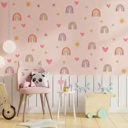 Pegatinas de pared de Pvc para niños y niñas, calcomanías autoadhesivas de estrellas de arcoíris, decoración del hogar, 4 piezas