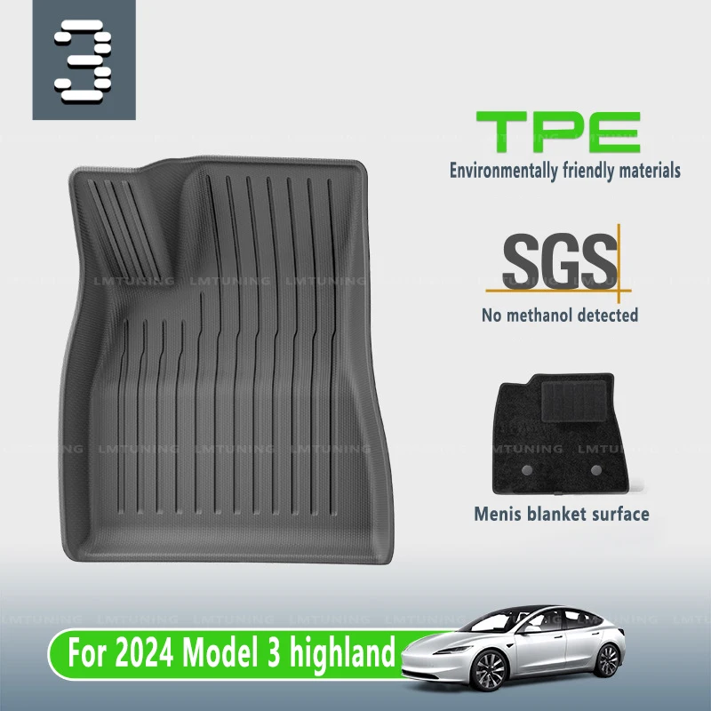 

Foot Pad For Tesla 2024 Model 3 highland Left and right rudder Fully Surrounded Floor Mats Waterproof Non-Slip Carpet Accessorie