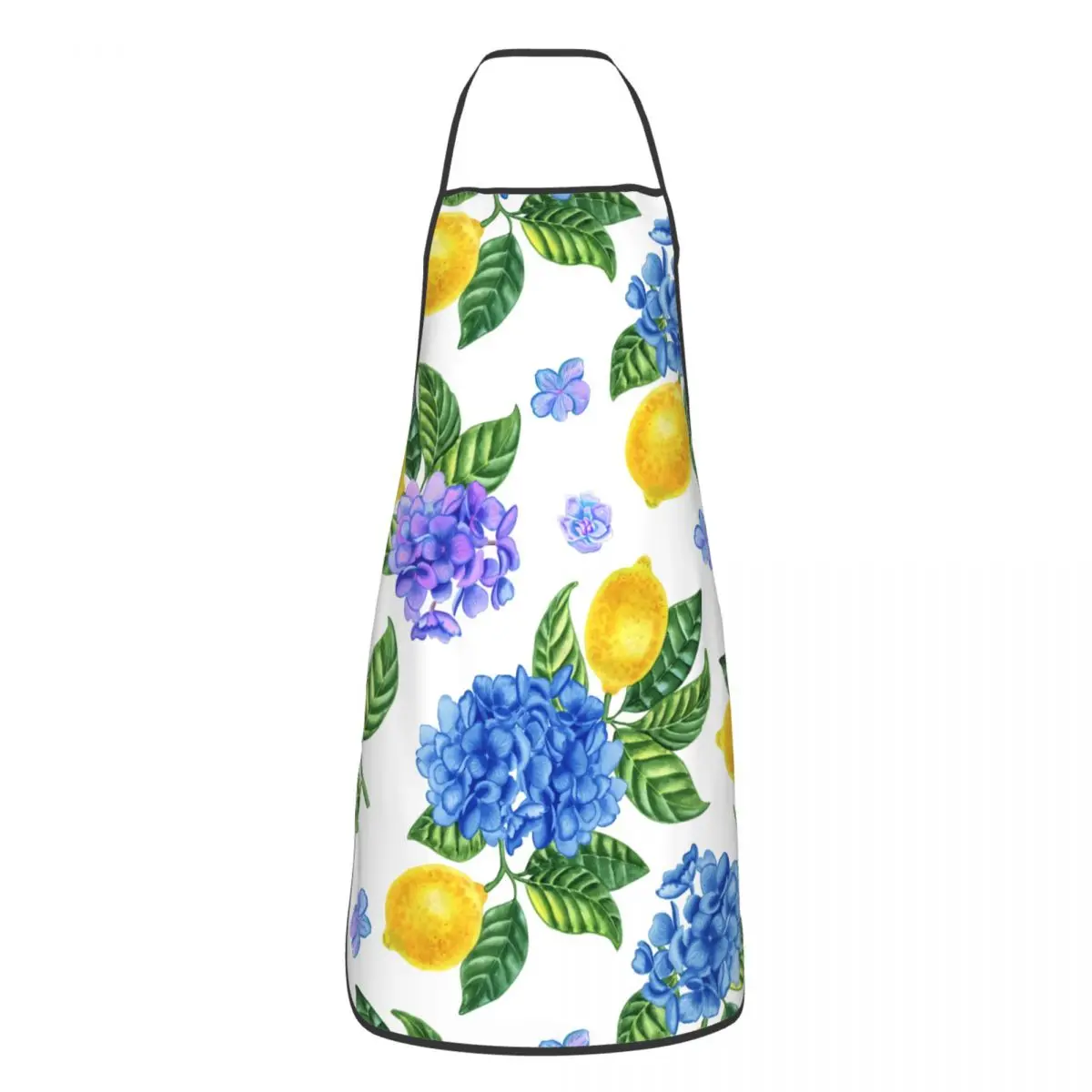 Custom Hydrangea Lemons Apron Women Men Unisex Bib Cooking Kitchen Tablier Cuisine Chef Painting