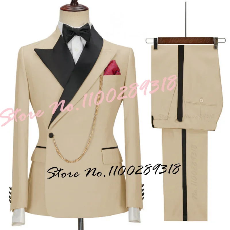 2024 ultimi disegni Set di abiti da uomo di lusso Slim fit Groomsmen Groomsmen abito da sposa smoking Costume Homme Mariage 2 pezzi (Blazer +