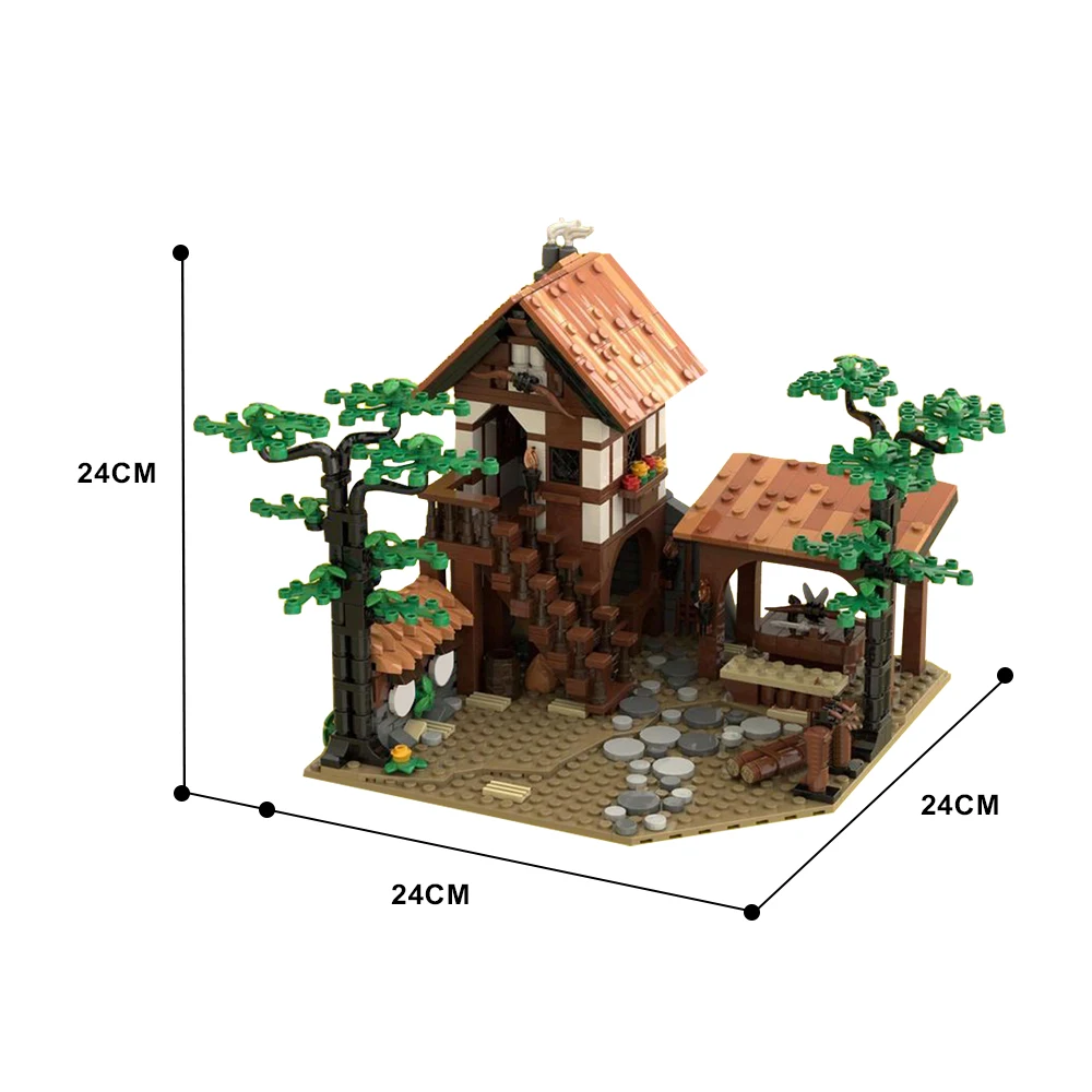 MOC ปราสาทยุคกลางสถาปัตยกรรม Lion Knightss Archery Range Building Block ชุดการต่อสู้ปราสาทรุ่นอิฐของเล่นสําหรับของขวัญเด็ก