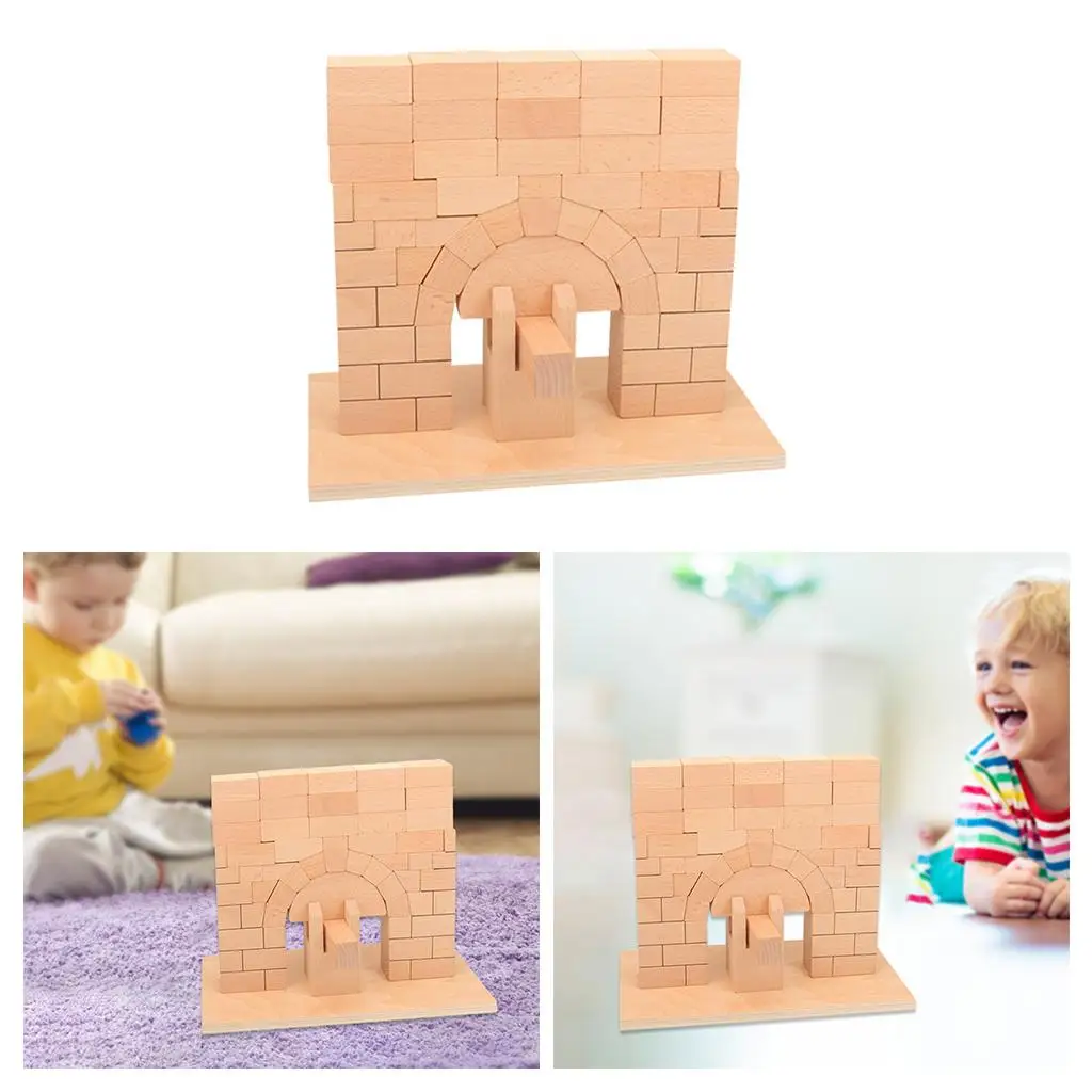 Roman Bridge Beech Wooden Blocks Toy Set for Stacking Blocks 4-8 Years